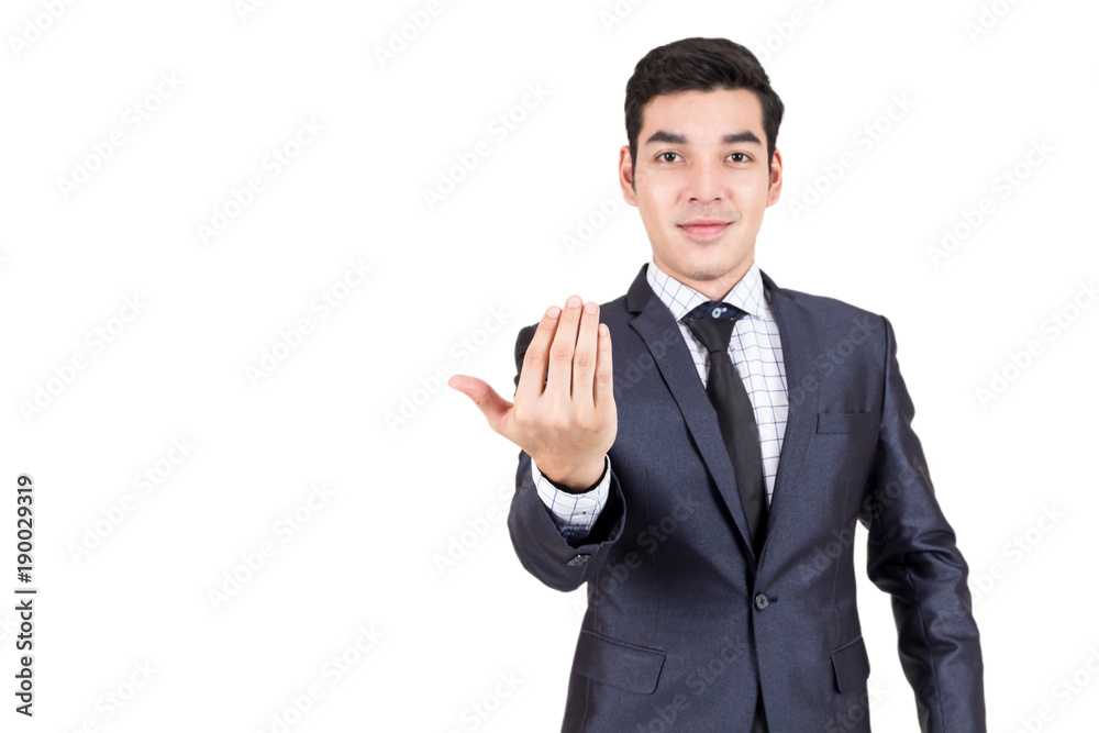 Businessman in black suit standing isolated on white background Businessman in black suit standing isolated on white background
