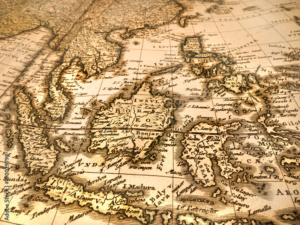 古い世界地図　東南アジア　