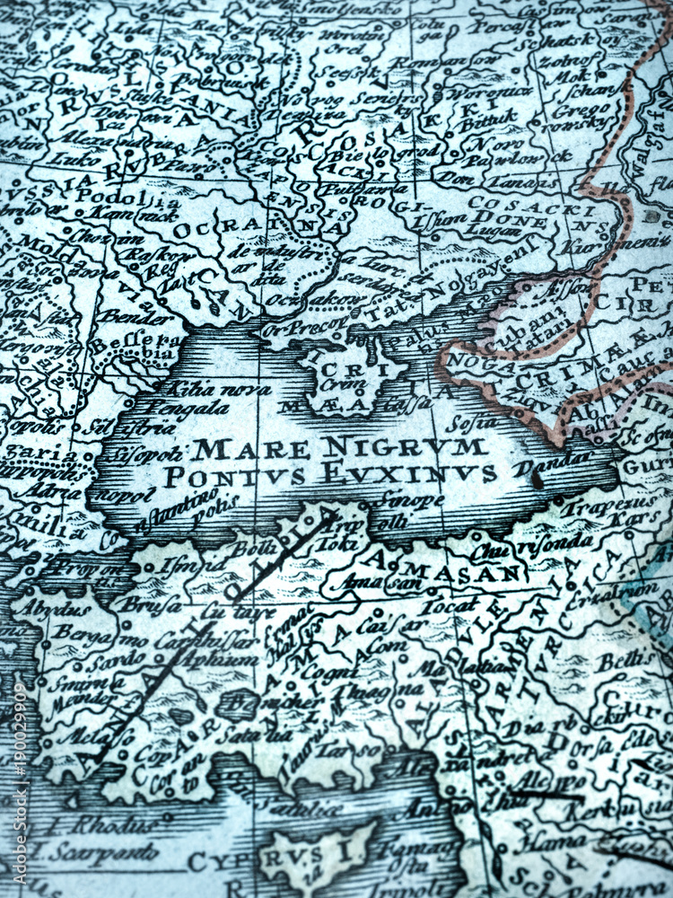 古い世界地図　黒海周辺地域