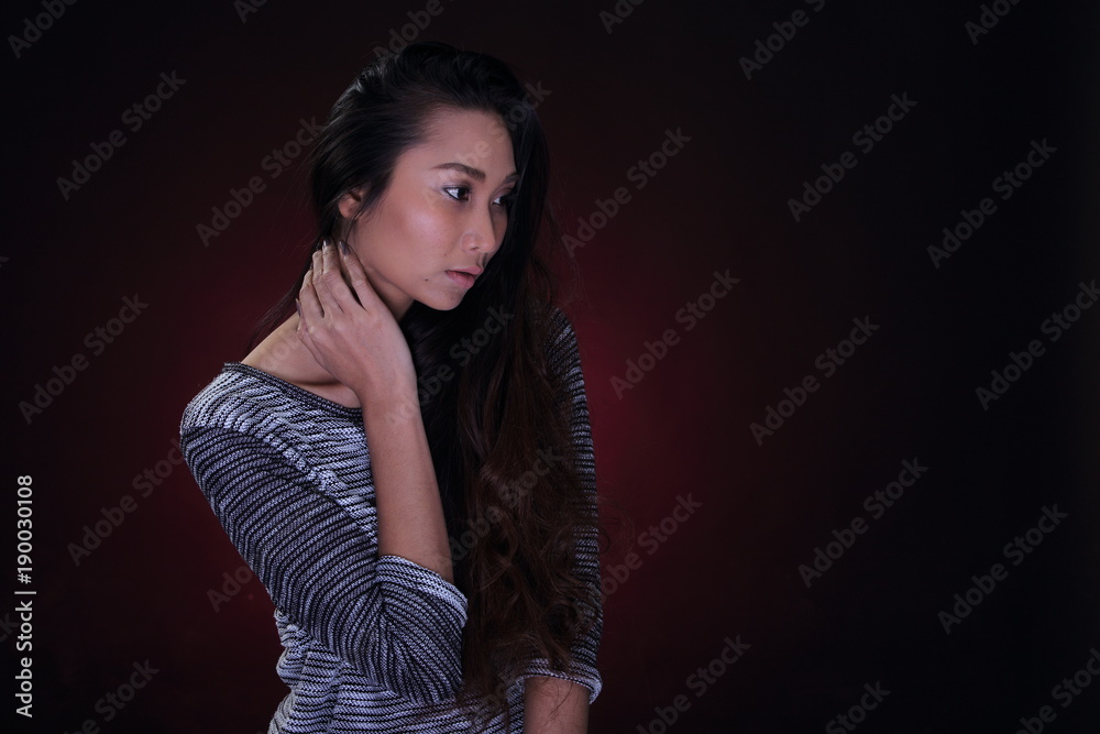 Beautiful Asian Woman Black Hair Smile Happy Fashion Beautiful Asian Woman Black Hair Smile Happy Fashion