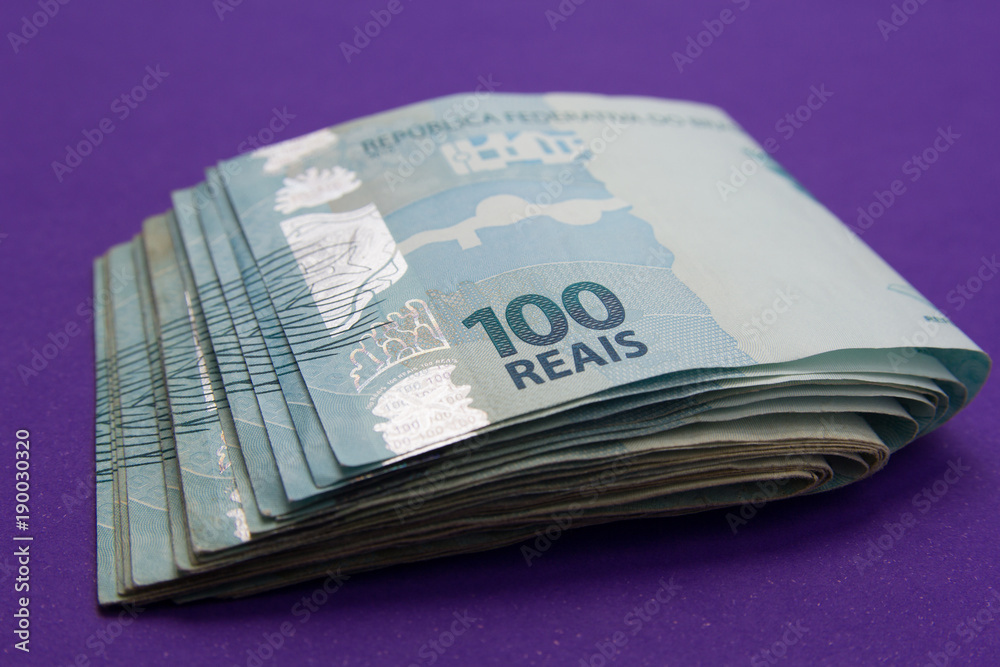 Notes of Real, Brazilian currency. Money from Brazil. Notes of Real, Brazilian currency. Money from Brazil.