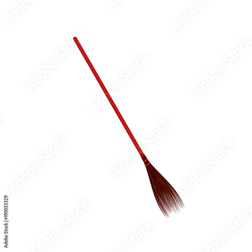 Vintage broom in red design