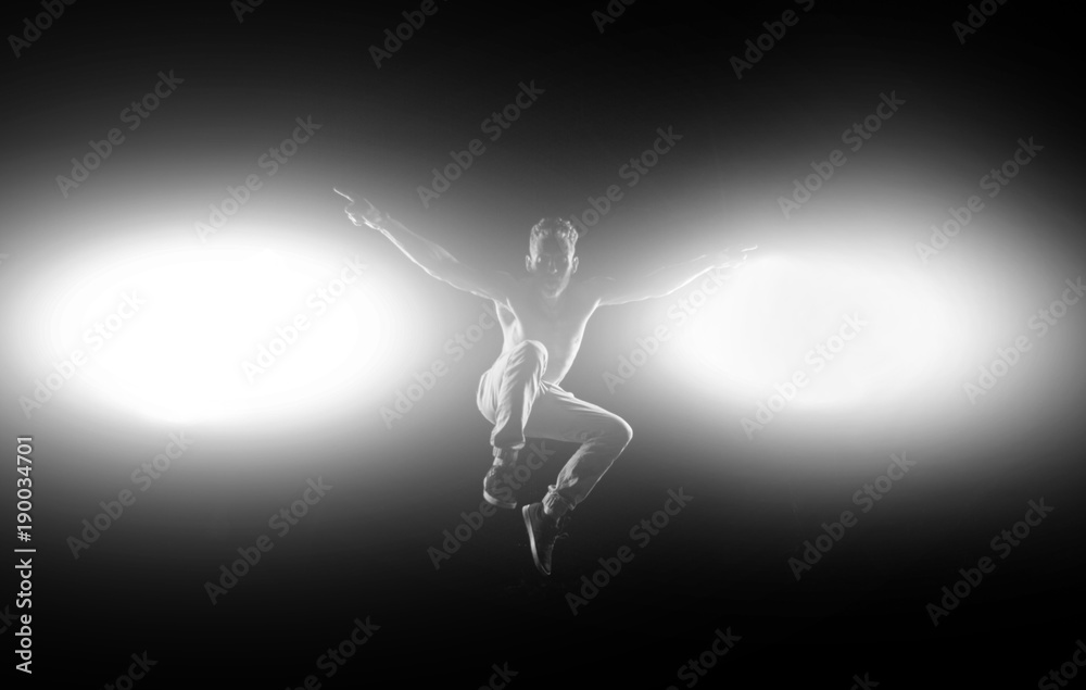 Silhouette of dancer in dancing concept