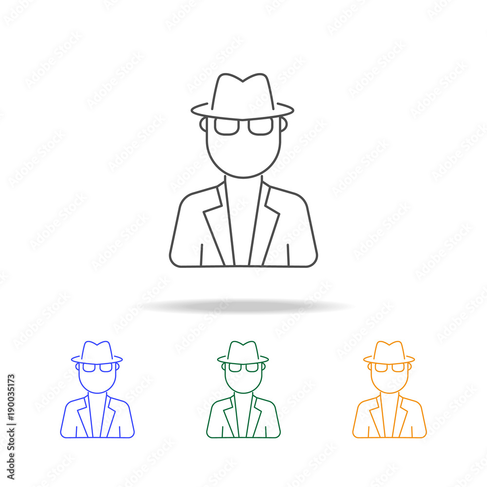 spy avatar multicoloured icons. Element of profession avatar of for mobile concept and web apps. Thin line  icon for website design and development, app development