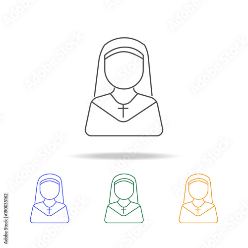 nun woman avatar multicoloured icons. Element of profession avatar of for mobile concept and web apps. Thin line  icon for website design and development, app development