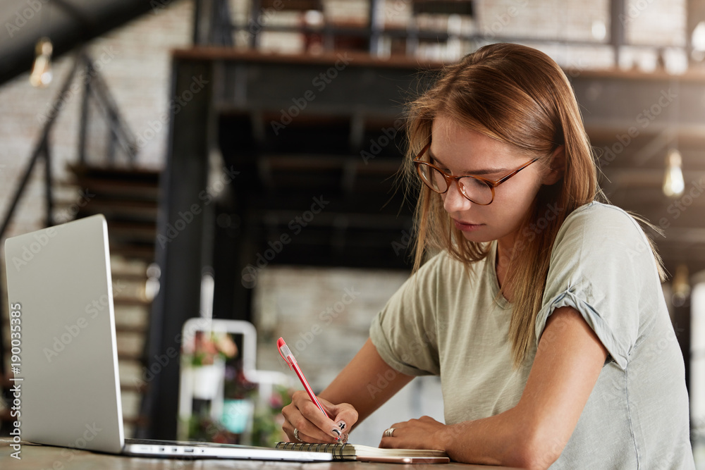 Intelligent female student does homework tasks, writes review as ...