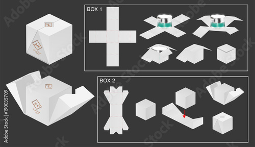 package box die cut with 3d mock up