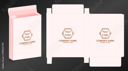 package box die cut with 3d mock up