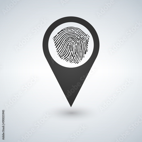 Pin icon with fingerprint vector illustration.