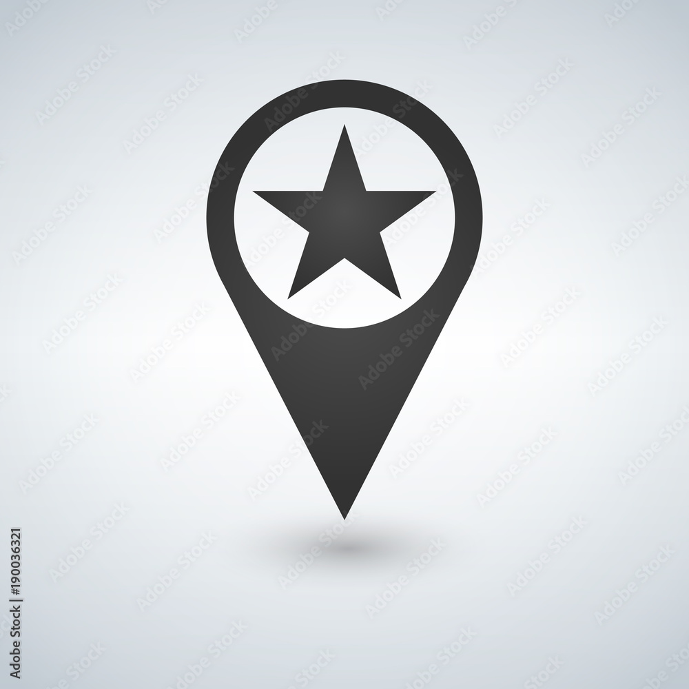 Star favorite pin map icon. Map pointer. Map markers. Vector illustration. Star favorite pin map icon. Map pointer. Map markers. Vector illustration.