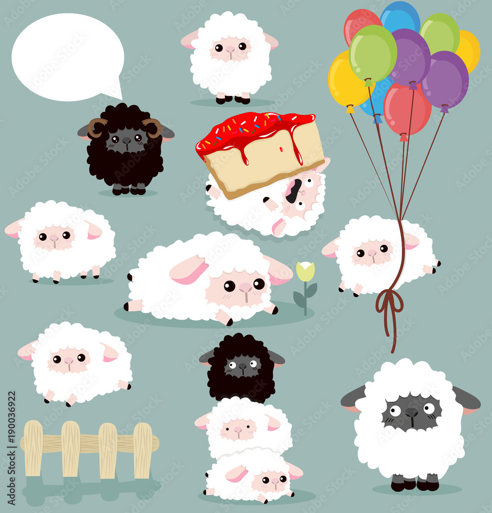 Obraz premium Cartoon sheep collection