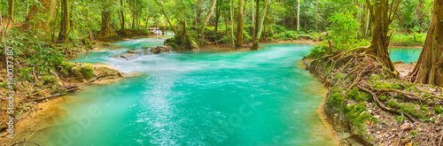 Tat Sae Waterfalls. Beautiful panorama landscape. Laos.