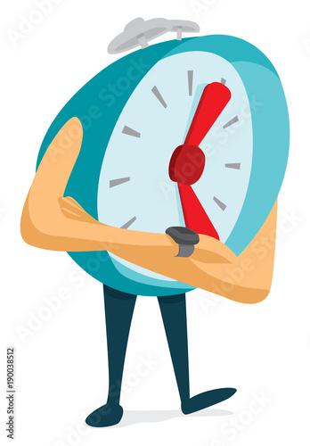 Impatient alarm clock waiting or checking time
