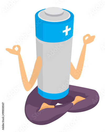 Positive energy battery in yoga lotus position