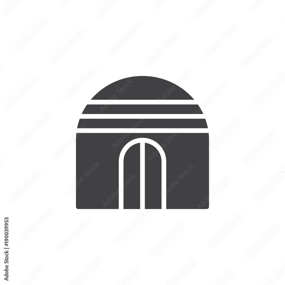 Igloo icon vector, filled flat sign, solid pictogram isolated on white. Ice house symbol, logo illustration. Igloo icon vector, filled flat sign, solid pictogram isolated on white. Ice house symbol, logo illustration.