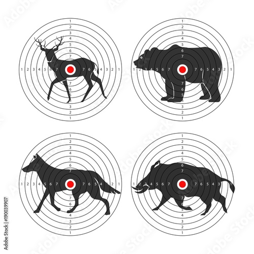 Hunting animal targets vector icons template for hunt training
