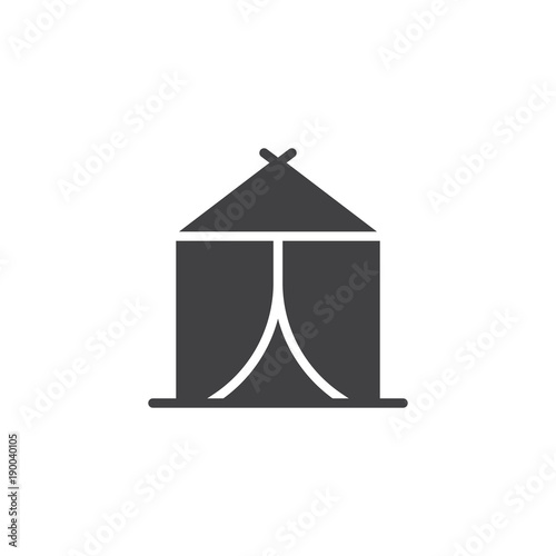 Tent icon vector, filled flat sign, solid pictogram isolated on white. Shelter symbol, logo illustration.