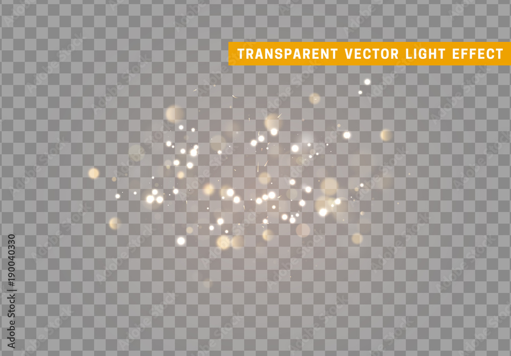 Light effect gold bokeh with transparent background.
