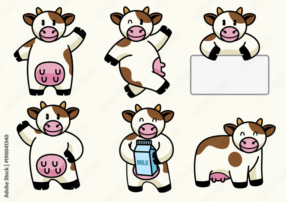 Fototapeta premium set of cute cow