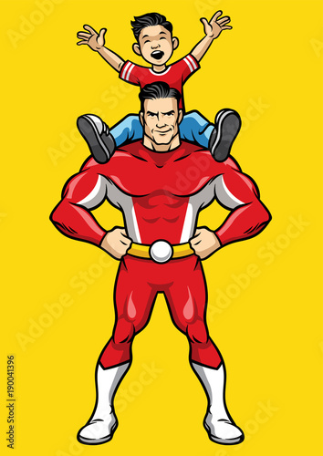 superhero and kid