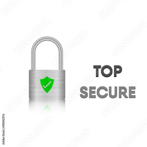 Security key lock, Steel metal lock, Vector, Illustration