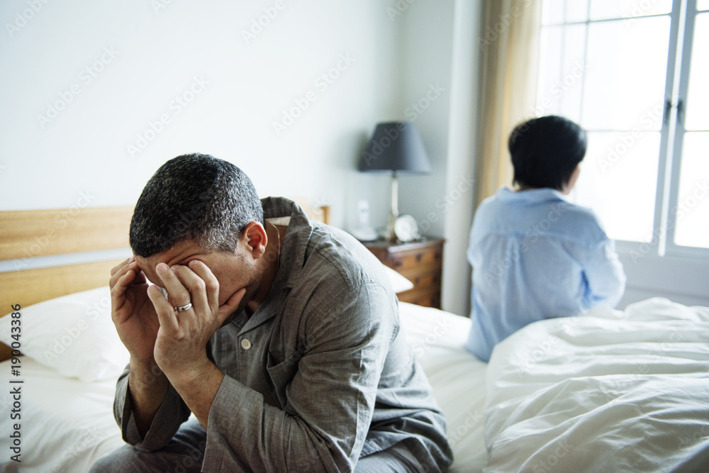 Unhappy married couple not talking to one another Unhappy married couple not talking to one another