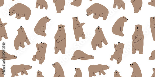 Bear seamless polar bear vector pattern isolated icon wallpaper background