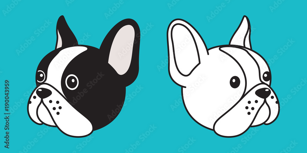 Fototapeta premium Dog vector french bulldog icon logo head illustration character cartoon doodle