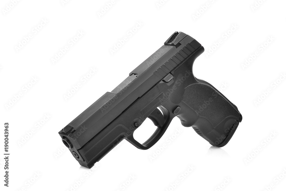 semi automatic 9 mm handgun pistol isolated on white background semi automatic 9 mm handgun pistol isolated on white background