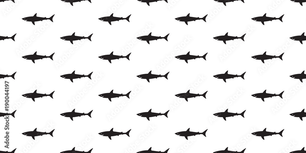 Fototapeta premium shark seamless pattern vector fish isolated ocean sea wallpaper background