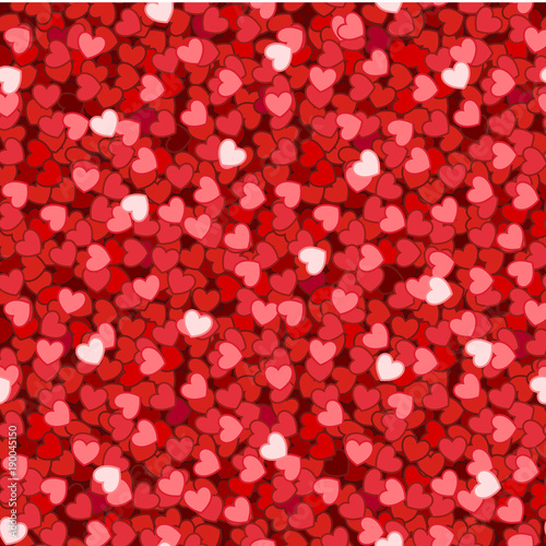 Seamless pattern with read glitter hearts for Valentines day decoration. Vector illustration