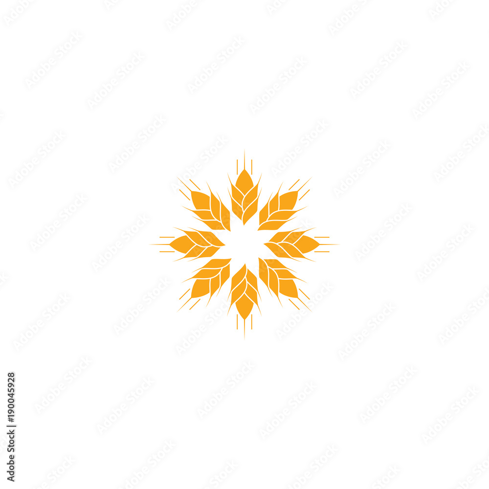 Golden wheat ears, agriculture vector element, organic bakery logo design Golden wheat ears, agriculture vector element, organic bakery logo design