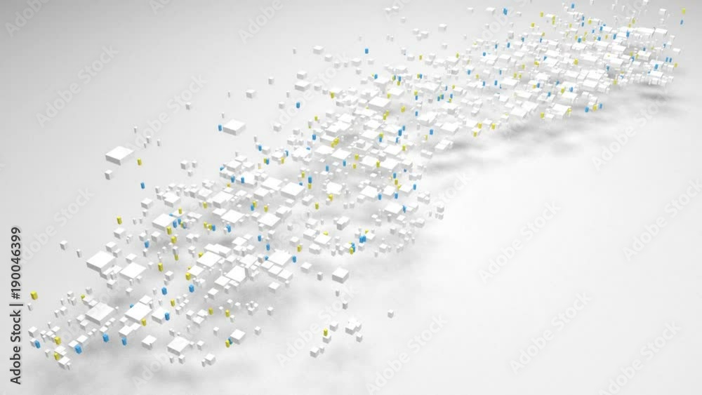 Decorative map of Sweden - Europe | 3d Rendering, fall down of little bricks - White and Flag colors