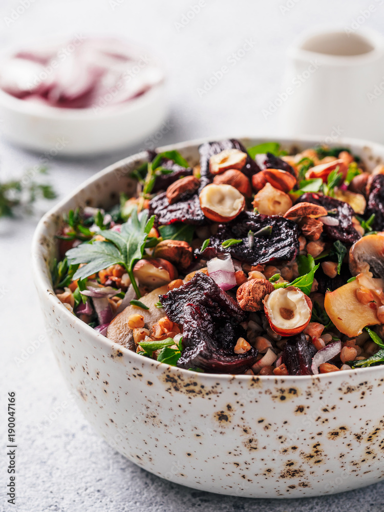 Fototapeta premium Warm buckwheat and beetroot salad
