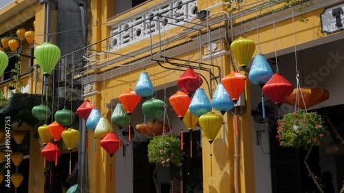 Colorful lanterns in old quarter of Hoi An, Vietnam in 4k