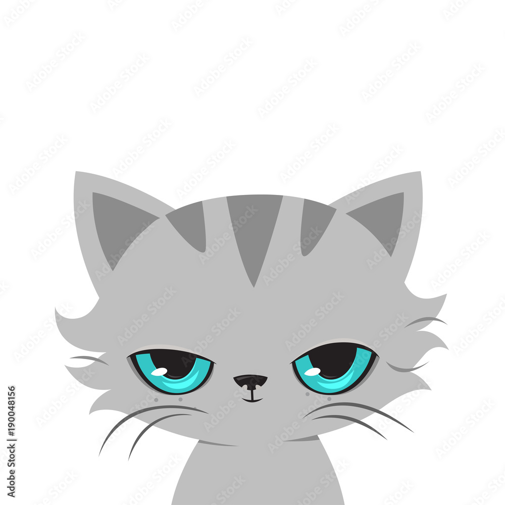 Angry cat cartoon. Cute cranky cat, vector. Stock Vector | Adobe Stock