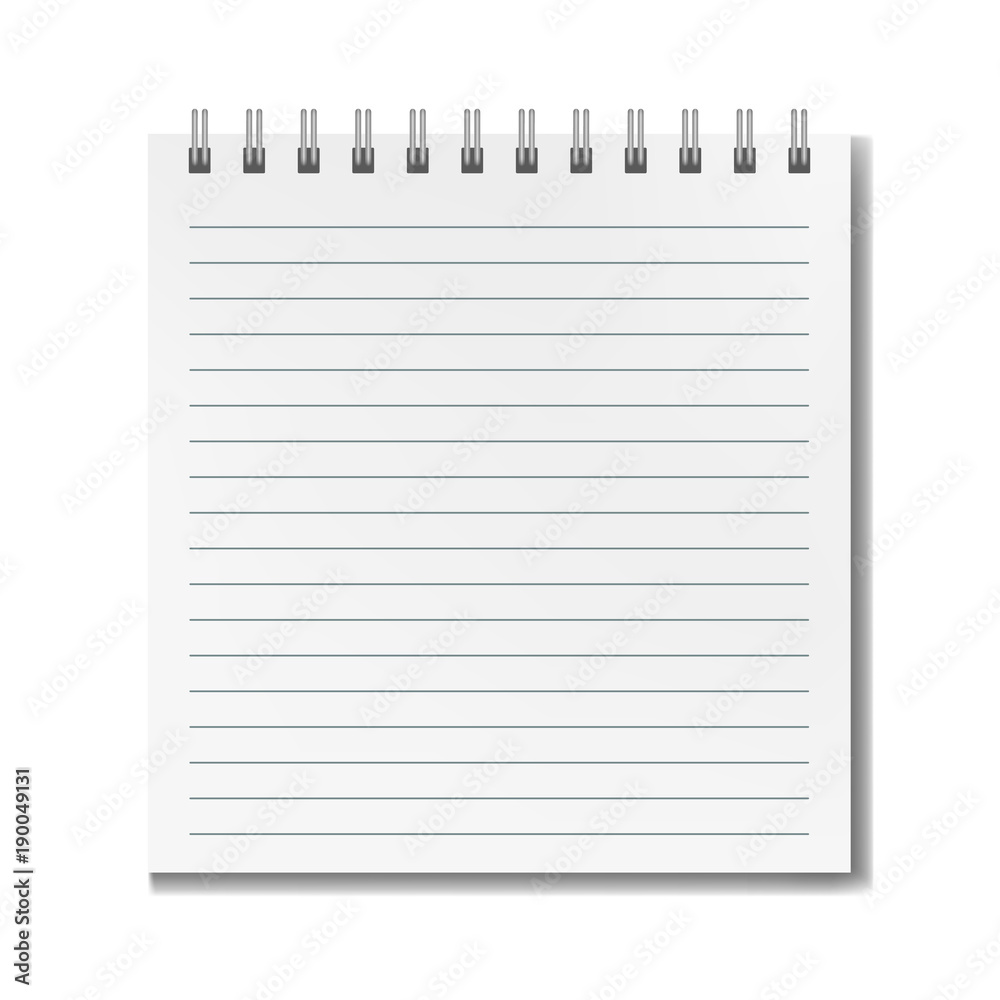 Blank notepad notebook with white lined pages Vector Image