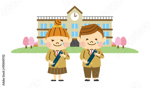 学校と男女の学生