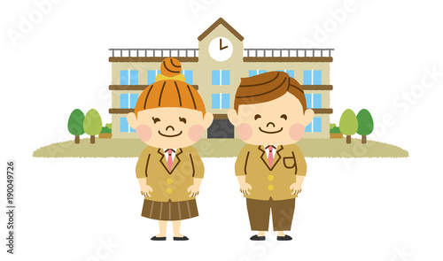 学校と男女の学生