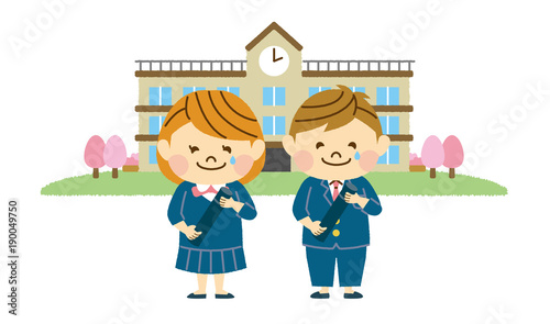 学校と男女の学生