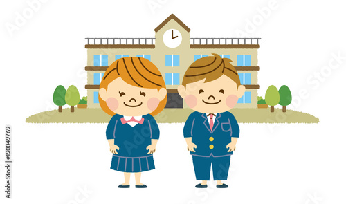 学校と男女の学生
