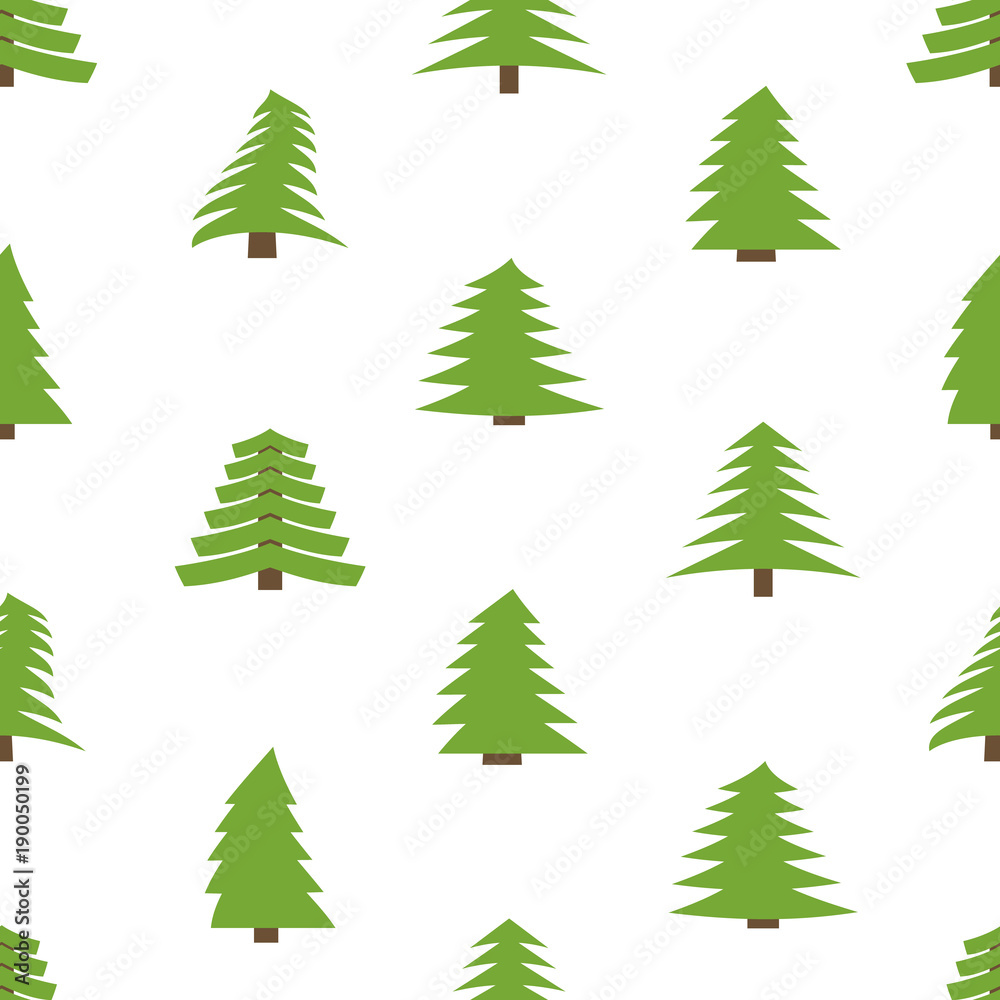 Seamless pattern with spruces on white background. Vector illustration
