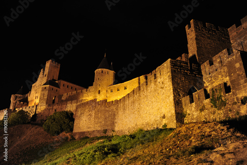 Carcassonne medieval city by night