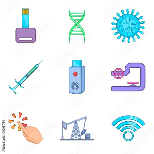 High manufacturability icons set, cartoon style