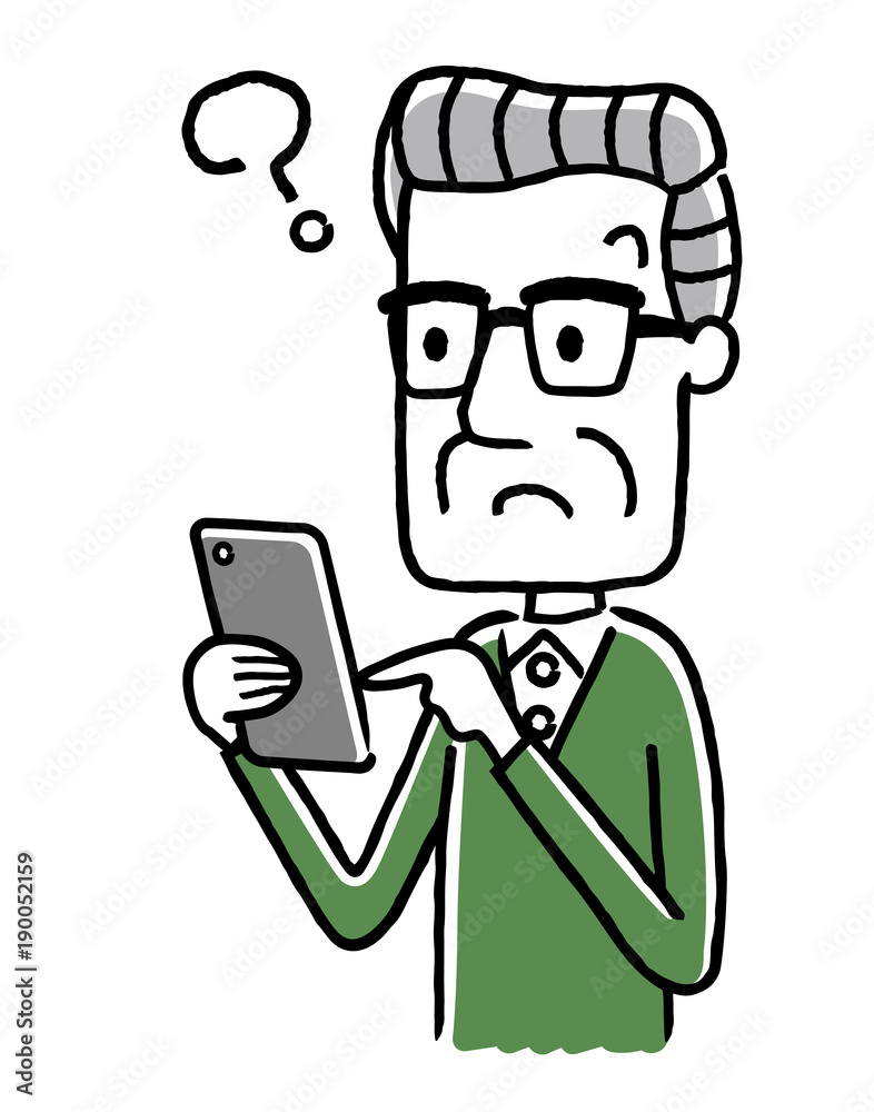 Obraz premium シニア男性：スマートフォン