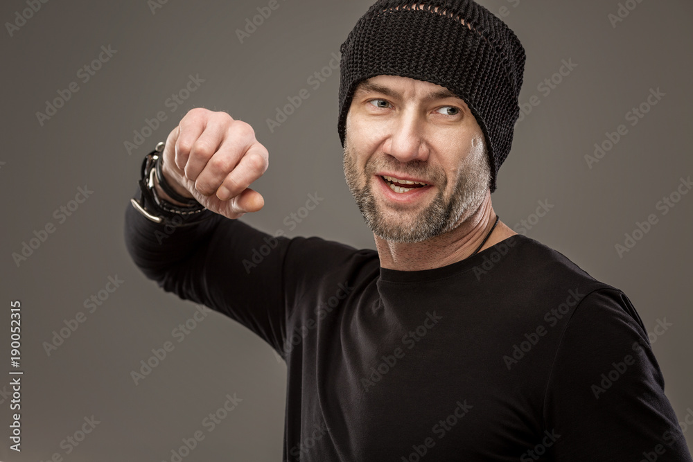 Brutal stylish man is aggressive Brutal stylish man is aggressive