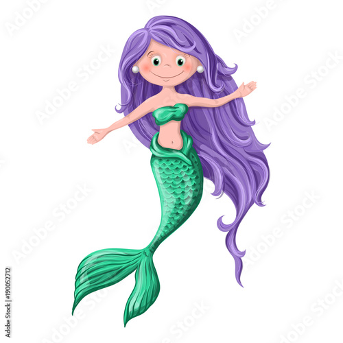 Cute cartoon mermaid.