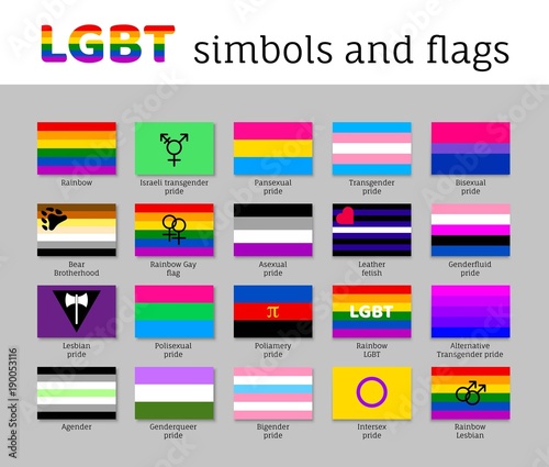 Set symbols, flags lgbt movement, flat icon. Collection of signs for people of different sexual orientations. Vector illustration of a collection of elements