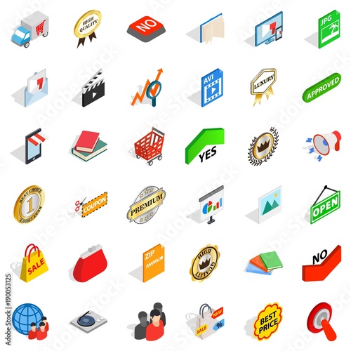 Trademark icons set, isometric style