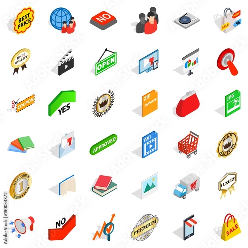 Barter icons set, isometric style